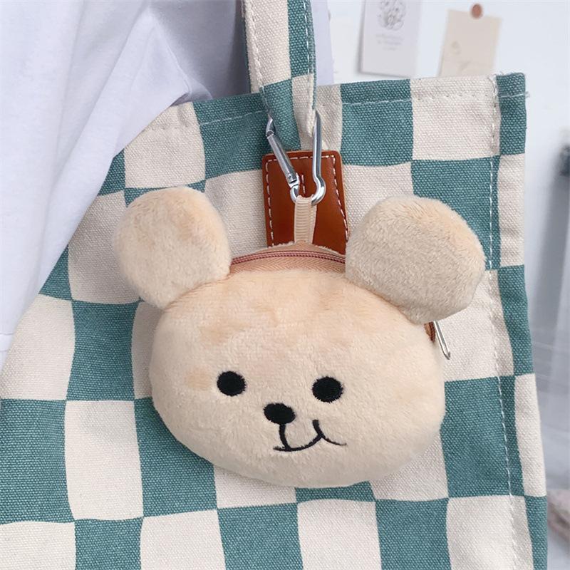 Super Adorable Plush Bear Coin Purse 3D Cartoon Storage Bag Outdoor Travel Girls Wallet Earphone Date-cable Zipper Bag