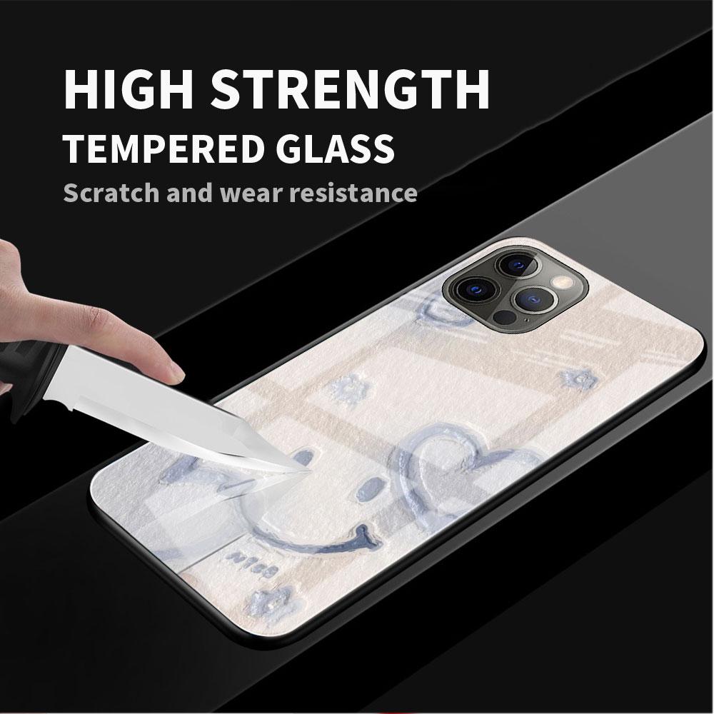 Glashülle für Apple iPhone 14 13 Pro 11 12 7 8 Plus SE 2022 XR X XS Max 6 6S Gehärtete Handyhülle Blume Niedlich