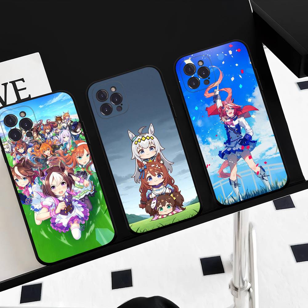 Pretty D-Derby Uma Musume Case For IPhone 17 16 Pro Max 15 14 13 12 11 Plus 16E 17 Black Tpu Cover
