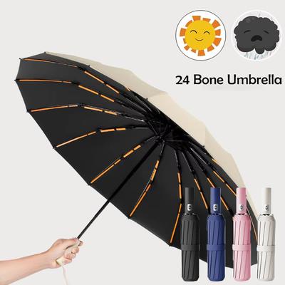24 Bone Automatic Folding Umbrella Windproof Sunshade Umbrella Men's and Women's Luxury Business Umbrella Sunshade