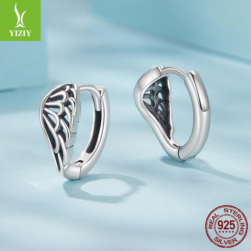 Vintage S925 Sterling Silver Wing Earrings, Personalized Trend Wing Sterling Silver Earrings Earrings