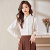 Toluoman Women's Wrinkle-Resistant Satin Long-Sleeve Blouse