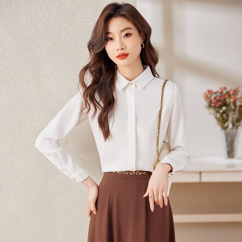 Toluoman Women s Wrinkle-Resistant Satin Long-Sleeve Blouse 2XL