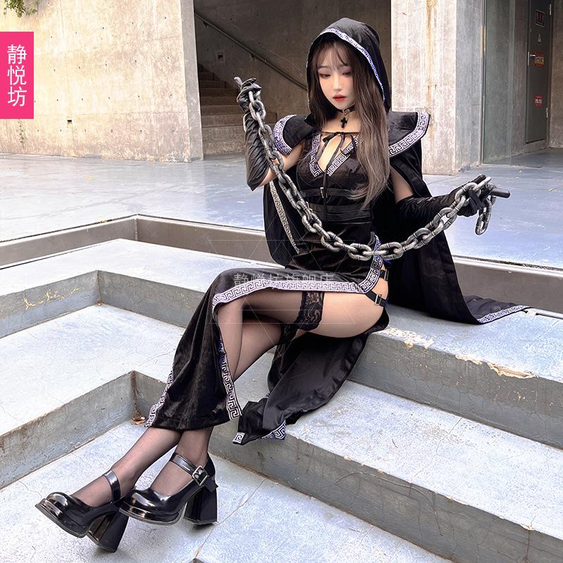 Halloween costume sexy witch costume dark European and American babes slim robe nightclub cosplay costume
