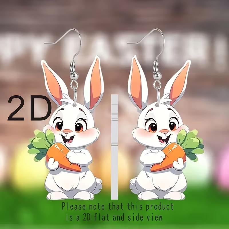 Cross-border explosion hot sale cute carrot bunny acrylic 2D flat cute earrings