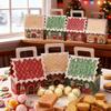 Christmas Treat Boxes 8 Pieces Holiday Goodie Package with Handle Christmas Wrapping Containers for Party Gathering Home Office