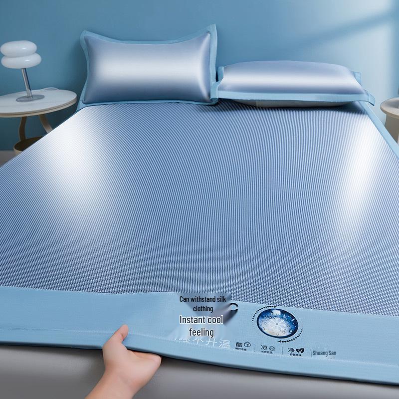 Ice Silk Cool Mat: 3-Piece Washable Bed Set