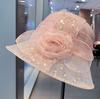 Ladies Summer Lace Breathable Sun Hat Korean Style Mesh Flower Pot Hat Fashionable All-Match Curly Edge Gift Hat