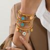European and American fashion flower titanium steel bracelet personalized fashion turquoise 18K gold-plated stainless steel bracelet women