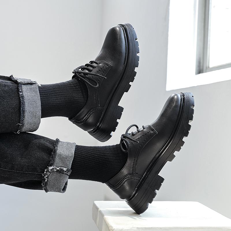 Модные мужские туфли для клуба Мужские кожаные туфли-оксфорды на платформе слипоны — фото 3