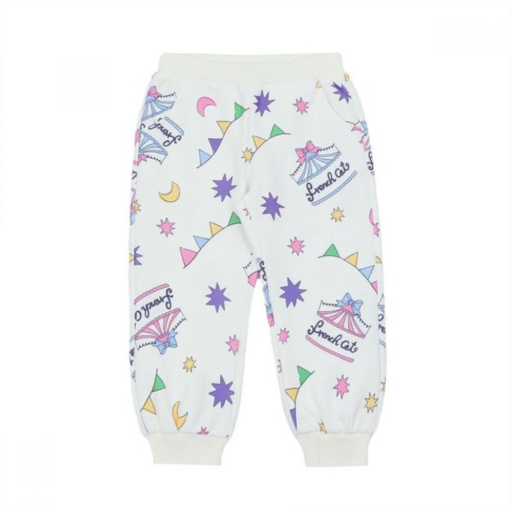 French Cat Festival Print Pants Q51dbp110w1 Ivory/110