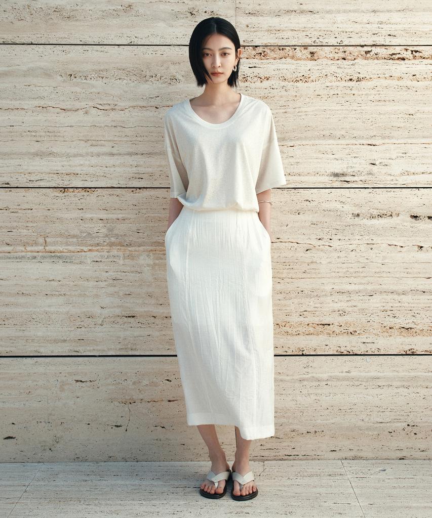 Siyajyu Sitp5287 U-Neck Relaxed Short Sleeve T-Shirt_Natural