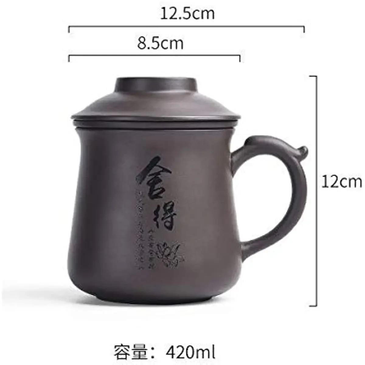 Chinese Tea Cup Set Handmade Portable Clay Ceramic Cup Travel Tea Set Chinese-Kungfu TeaSet Coffee Mug Juice Cup Holiday Gifts 420ml