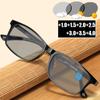 Outdoor Color Changing Sunglasses Blue Light Blocking Women Men's Photochromic Reading Glasses Vintage Presbyopia Eyewear To+4.0