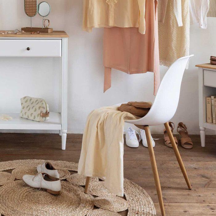 Chaise style scandinave "Ava" pieds métal imitation chêne Atmosphera - Blanc