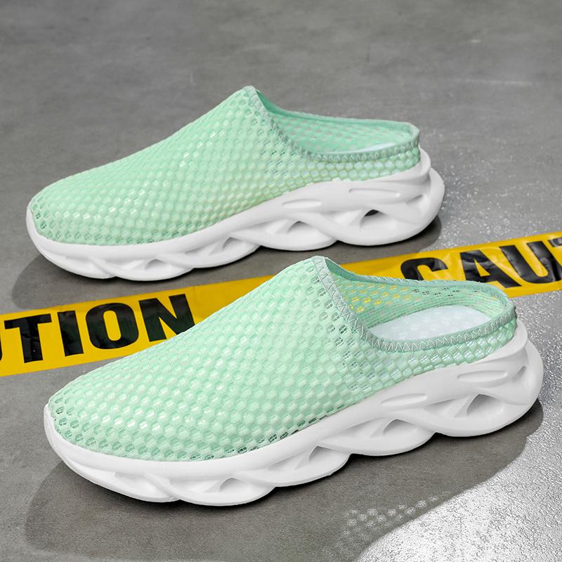 Fashion Green Men Slippers Summer Breathable Home Indoor Slippers Flats Thick Bottom Lightweight Slides Fashion Outdoor Walking Shoes 48