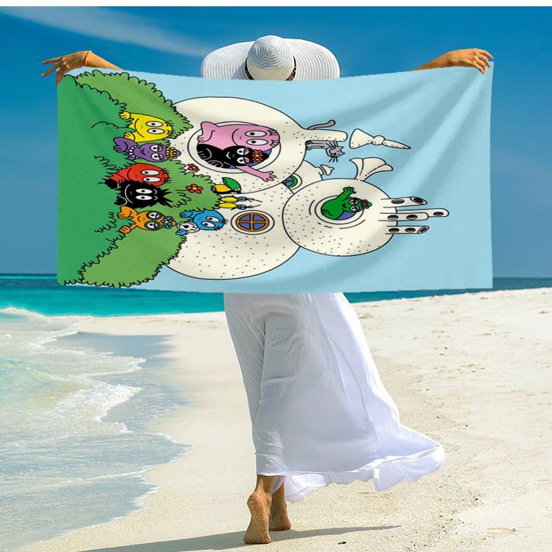 Ultra-Soft Beach Towel with Barbapapa Theme,Ideal for Pool - Camping, Diving - Perfect Travel Essential, Vibrant Beach Towel.