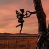 1pc Angel On Branch Steel Silhouette – Metal Wall Art for Home, and Patio, Outdoor Statue Stake Decoration, Ideal for Birthdays