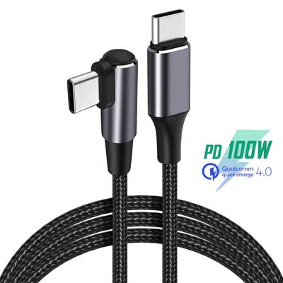 90 Degree 5A Data Line PD 100W Fast Charging Right Angle USB C To USB Type C Cable