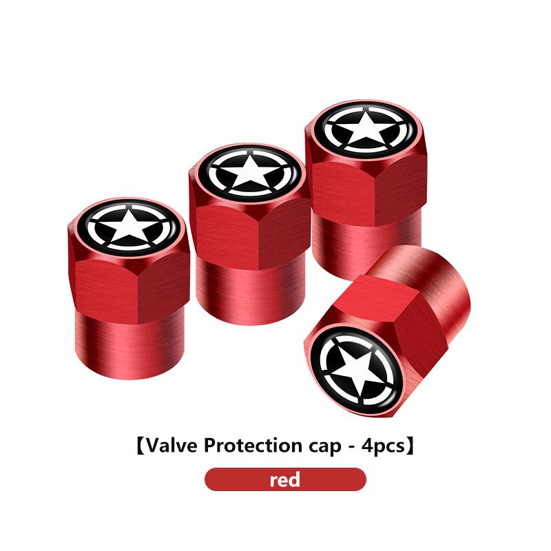 JOT2 For Jeep 4Pcs Car Wheel Tire Valve Cap Protection Cover Auto Accessories Cherokee Wrangler JK Gladiator Compass Renegade Patriot