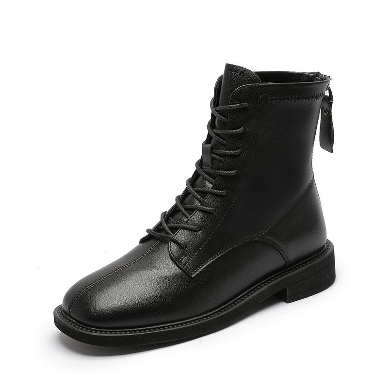 

Rear Zipper Martin Boots Women s 2025 Autumn and Winter New Boots Women s Flat-bottomed White Short Boots Women s Korean Version Versatile Skinny Boot 35
