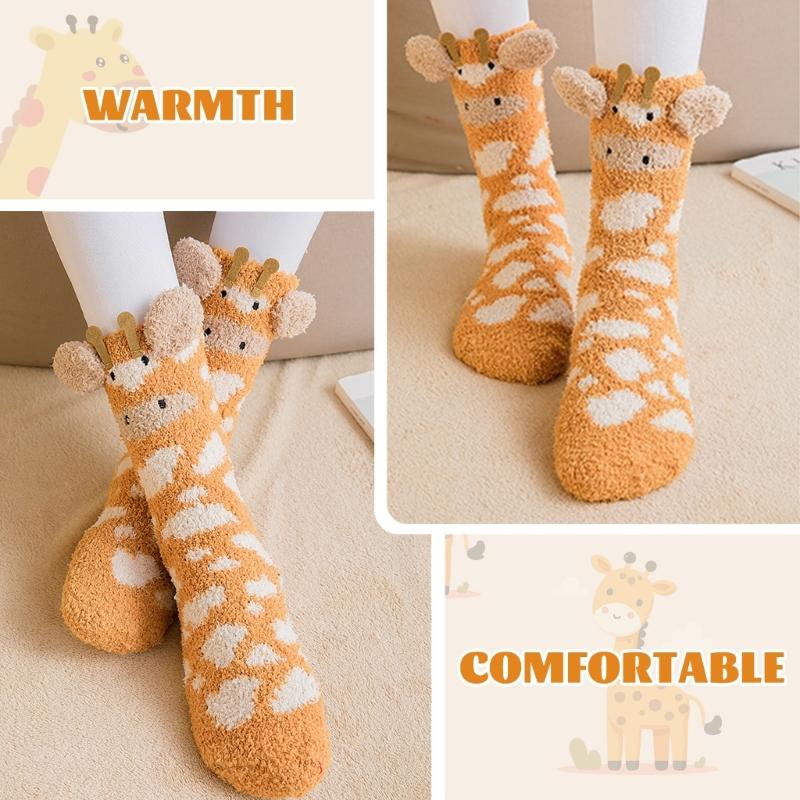 Winter Thermal Crew Socks Coral Fleece Sock Warmth For Women Men Home Comfort Cartoon Patterns
