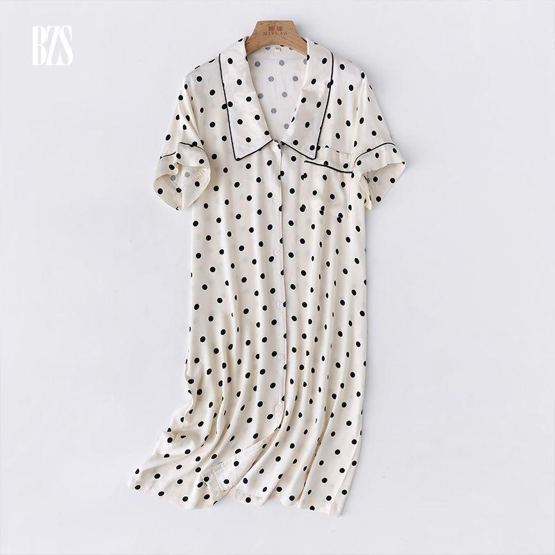 2024 Summer Hard Work Satin Square Collar Pajamas Pajama Pants Polka Dot Living Clothes Rayon Long Sleeve Trousers Home Clothes Set Women