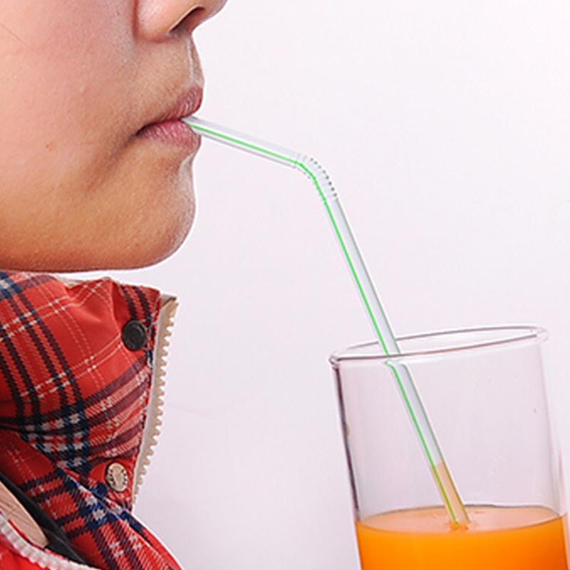 Portable.Party 50/100Pcs Multifunction Tea Juice Plastic Disposable Bendable Flexible Children Drinking Straws Elbow Straw  Jewelry Accessory