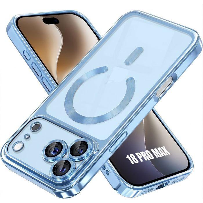 Coque pour iPhone 18 Pro Max, Antichoc avec Cercle Magnétique et Protection Caméra - Bleu