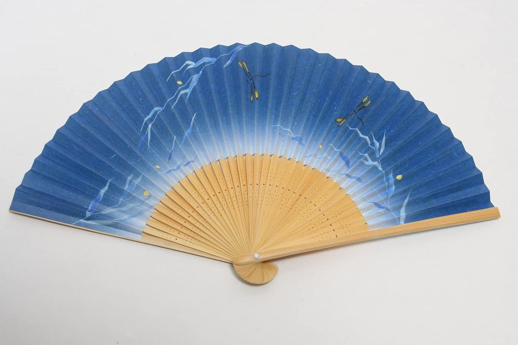 Folding Kyoto Craftsman with Fan in Paper Box [Hasegawa] Men's Fan, Made, Case, (Dragonfly Blue)