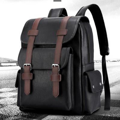 Herren Rucksack PU Leder Rucksack Große Laptop Rucksäcke Männlich Schwarz Schultasche Für Teenager Jungen