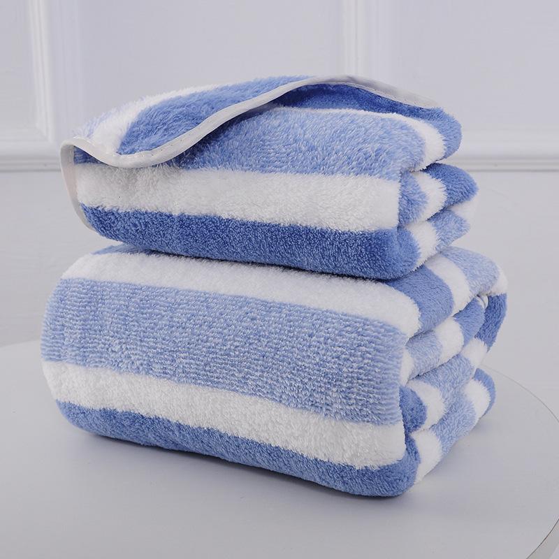 Soft Striped Bath Towel- Quick-Drying Absorbent Microfiber Face & Hand Towels for Bathroom, Home Spa