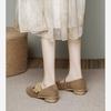 Schuhe im Maillard-Stil Herbst neue Blume Retro Mary Jane Damenschuhe vielseitige braune Schuhe mit dickem Absatz