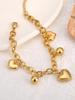 Heart & Round Ball Charm Chain Bracelet 18K Gold Plated Handmade Waterproof Stainless Steel Jewelry for Women
