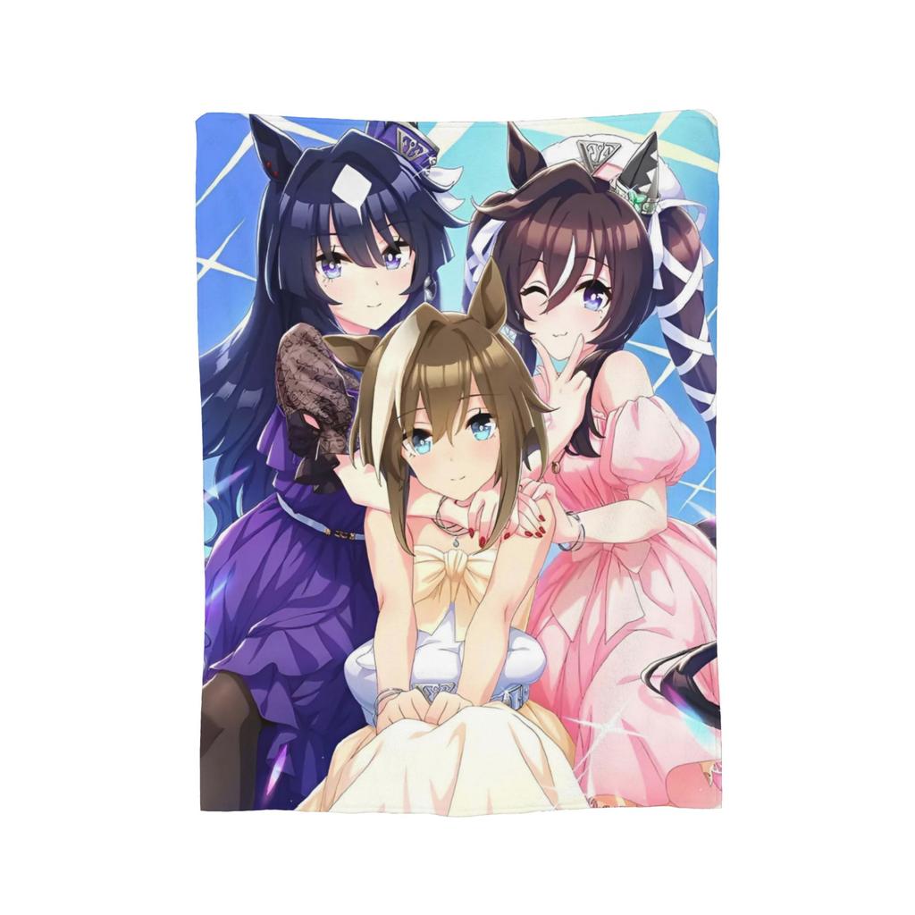 Uma Musume Pretty Derby Blanket Fleece Textile Decor Animals Anime Portable Ultra-Soft Throw Blankets for Sofa Bedroom Quilt