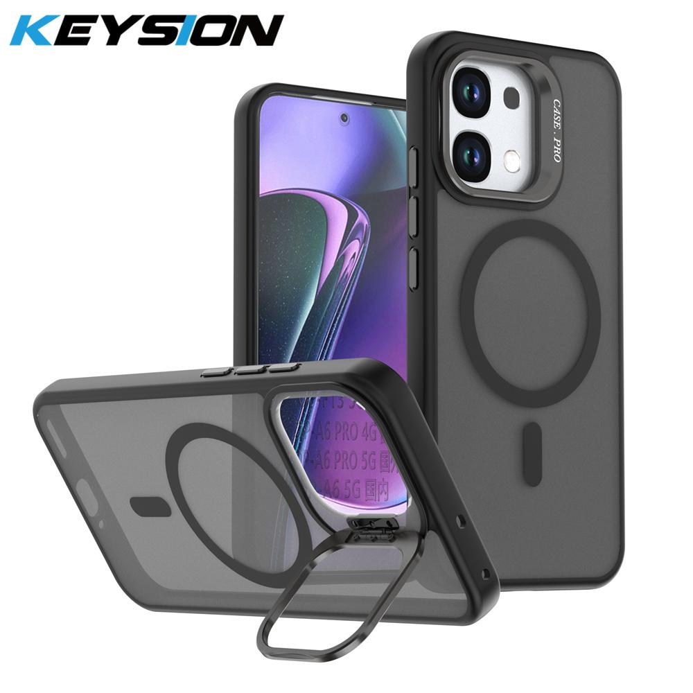 KEYSION Lens Stand Magnetic Phone Case for MagSafe for OPPO A6 Pro 5G Matte Translucent Shockproof Back Cover for OPPO A6 Pro