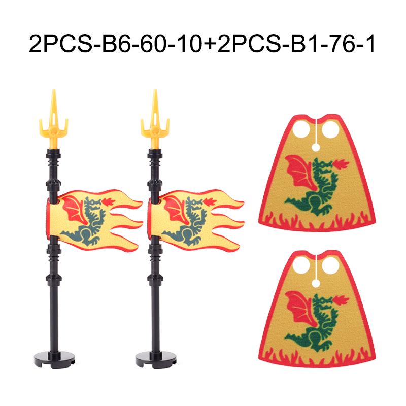 Medieval Military War Army Castle Knight Soldier Figures Building Blocks Weapon Cloak Helmet Shoulder Armor Flag Warrior Shield
