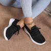 Hot Sale Breathable Knit Platform Sneakers Women's Stylish Black Lace - Up Casual Sports Shoes