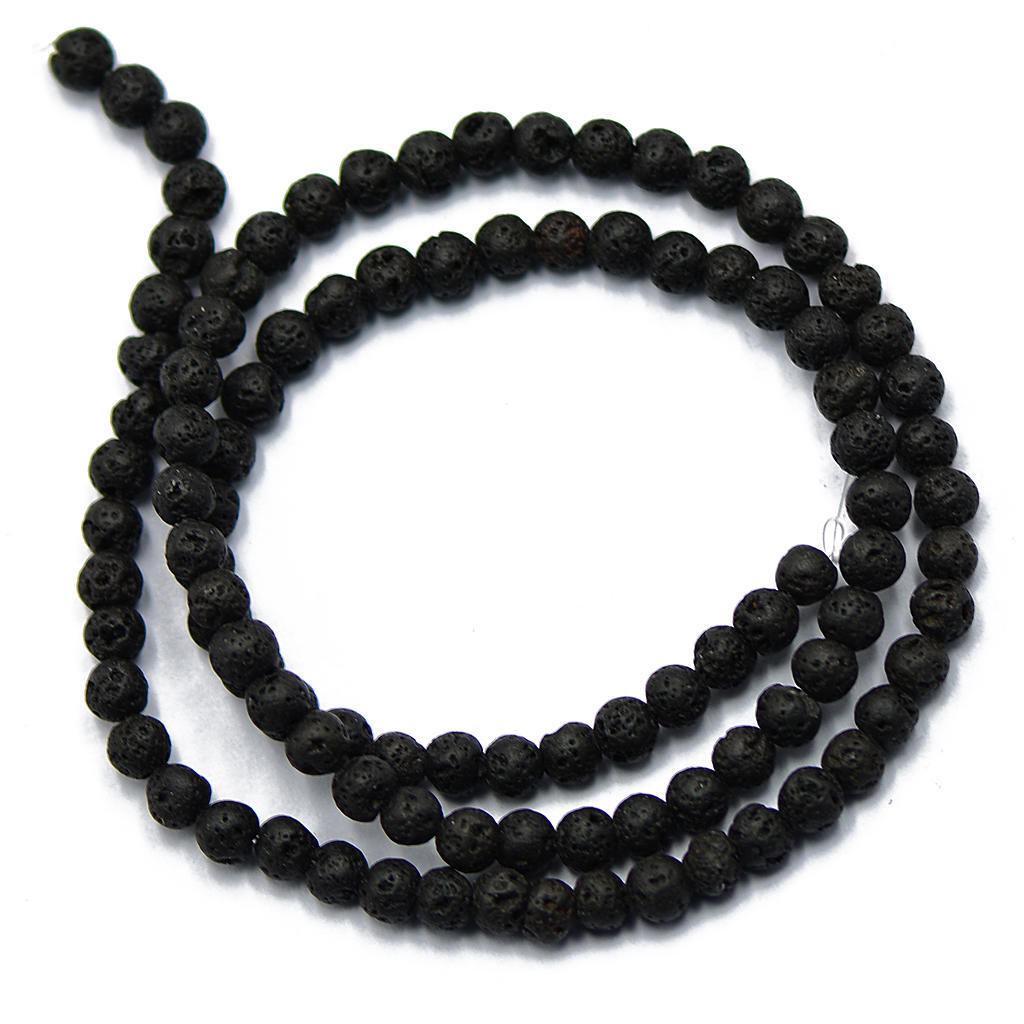 JJG 364 Pieces 4 Strands Natural Volcanic Lava Black Stone Beads Round Smooth Beads Gemstone Loose Beads with Free Crystal String for Jewelry Making 4mm JJG 364 Pieces 4 Strands Natural Volcanic Lava Black Stone Beads Round Smooth Beads Gemstone Loose Beads with Free Crystal String for Jewelry Making 4mm