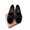 Sweetheart pedal velvet shallow mouth bow flat bottom girl