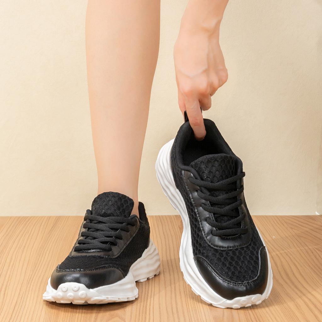 Fashion Spring and Summer Thin Hollow Breathable Mesh Casual Thick-soled Versatile Sports Dad Shoes