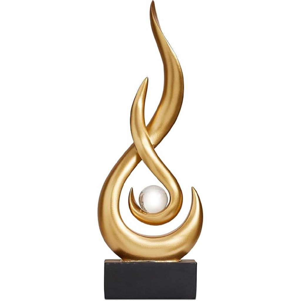 Modern Abstract Art Table Decoration,Resin Gold Statue Modern Ornaments for Living Room Great Gift Idea Home Decor 5 * 2.5 * 10.5 inch,Home