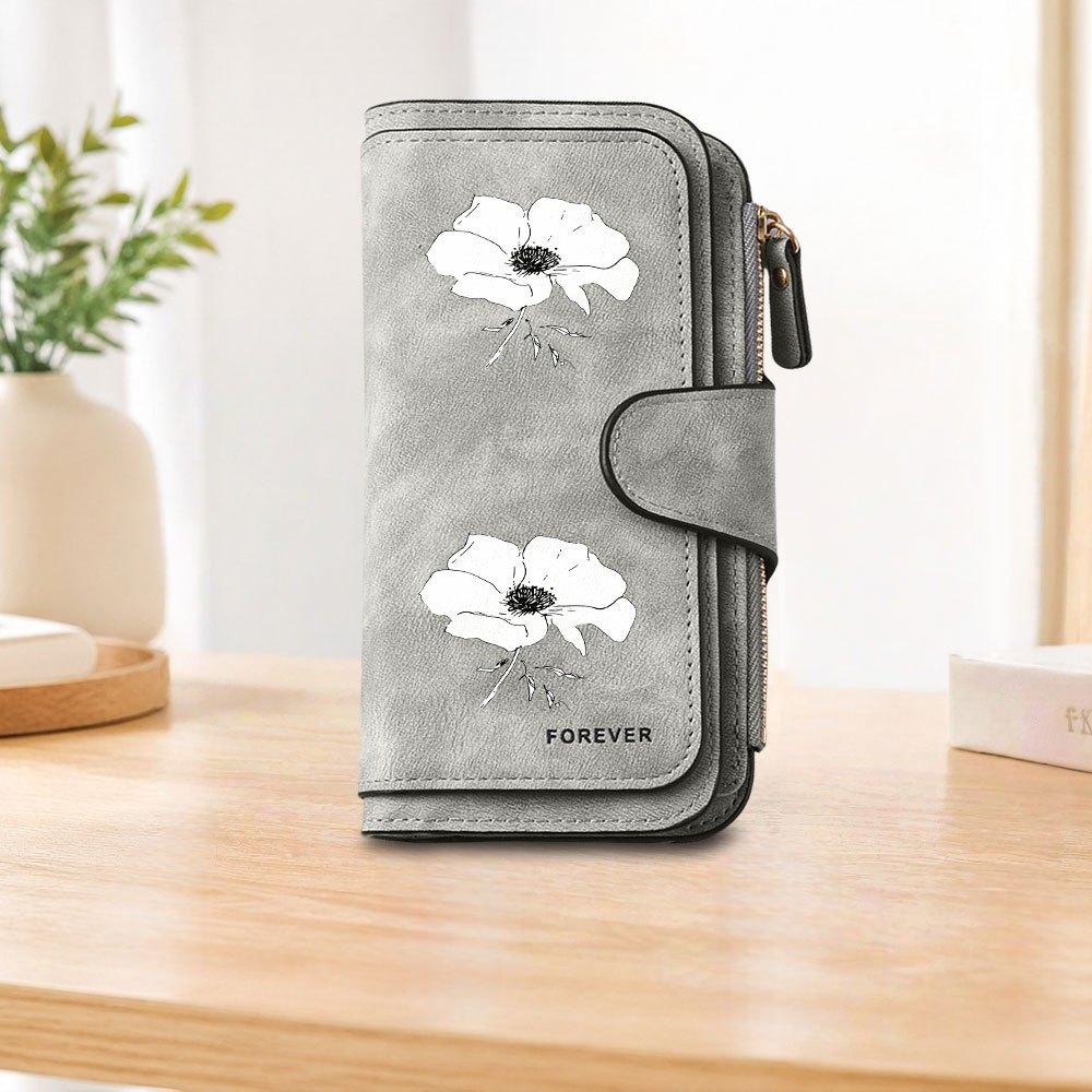 Hand painted floral long zipper wallet large capacity card holder unisex clutch bag stylish zippered coin purse suitable for daily use perfect gift