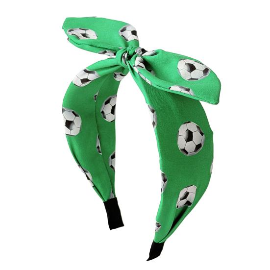 

Women Headband Wide Brimmed Design Soccer Patterm Bow Knot Headband Anti-Slip Treatment Face Slimming Hair Hoop Sports Accessory зелёный