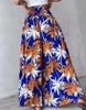 2024 Retro Floral Print Waist-Cinching Wide-Leg Pants for European and American Women