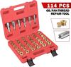 114Pcs Oil Drain Plug Repair Kit, Universal M13-M22 Metric Thread Repair Tool Set