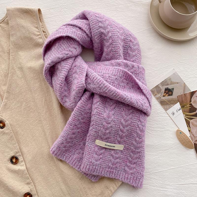 Wool knitted wool scarf winter men's and women's new high-end versatile scarf neck protection brown