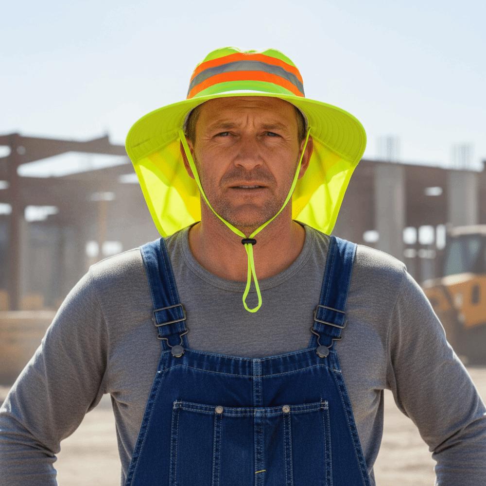 Adjustable Design Reflective Sun Hat Large Brim Fluorescent Safety Hat  Outdoor Sports