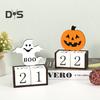 Halloween dřevěný odpočítávací kalendář Halloweenský adventní kalendář Ručně vyráběná stolní dekorace dýňový hrad duchů