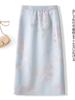 2026 New Chinese Style Embroidered Slit Midi Skirt for Women - Slimming, Hip-Hugging, Ideal for Spring and Autumn